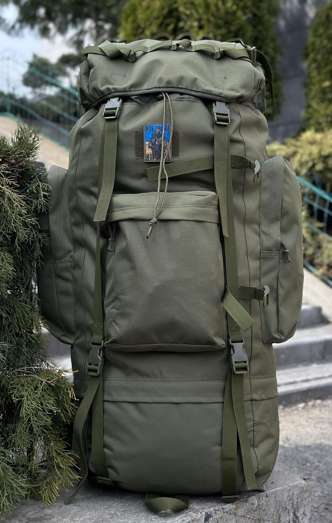 Тактичний військоваий рюкзак-баул на 120л з алюмінієвим каркасом Олива